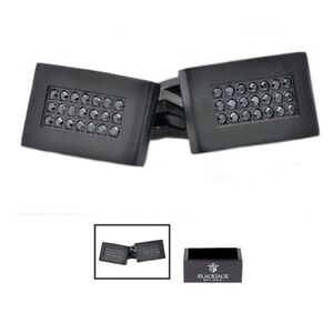 Mens Black Plated
Stainless Steel Cuff Links With Black Cubic Zirconia